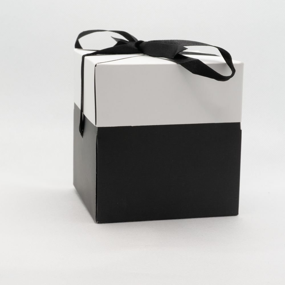 Black and White gift box with black ribbon