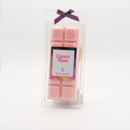 Pink wax melt Cassis Rose, and purple bow