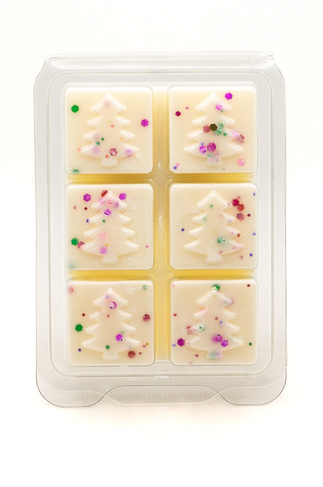 Cream Wax Melts in Christmas Tree Design with biodegrable glitter