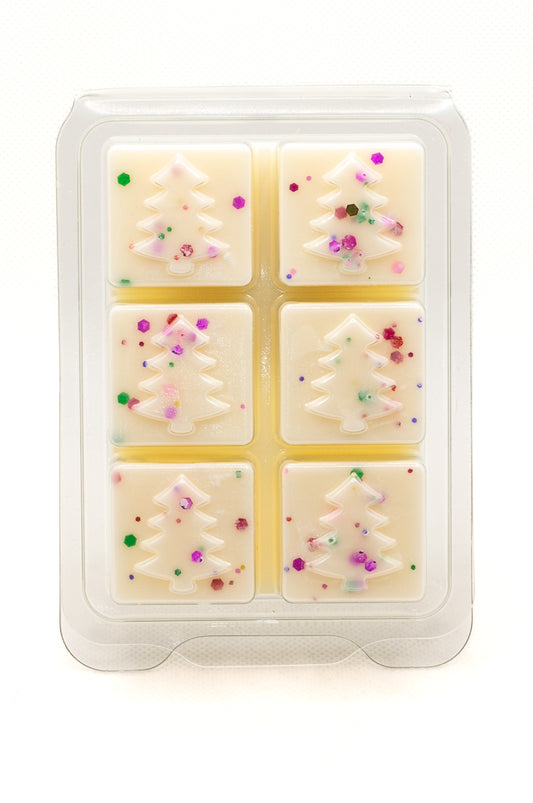 Cream Wax Melts in Christmas Tree Design with biodegrable glitter