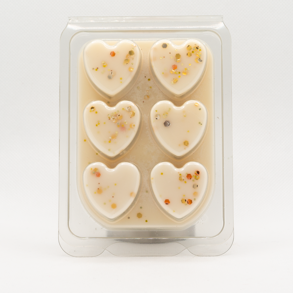 Gold glitter cream heart wax melt