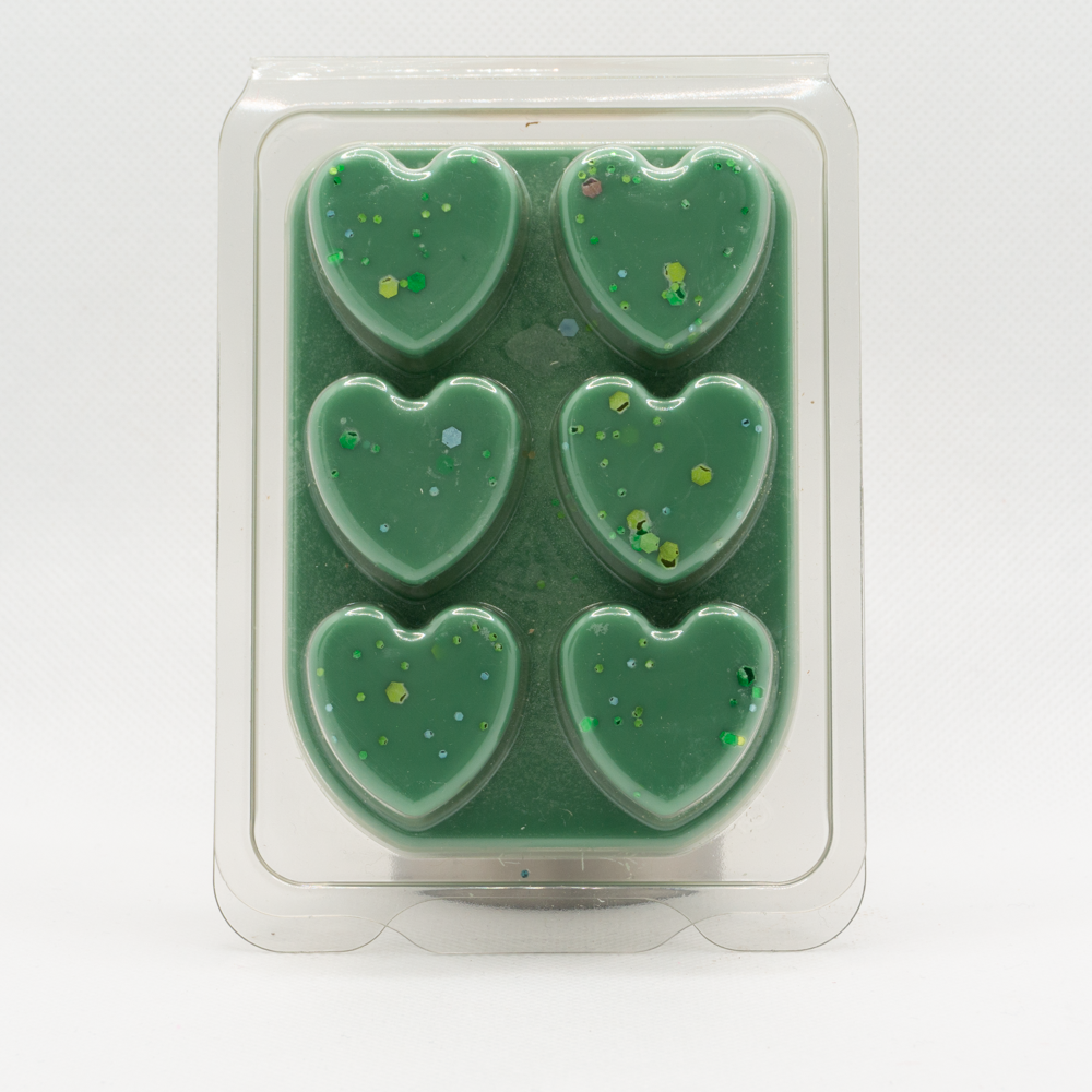 Green heart wax melts and green sparkle glitter