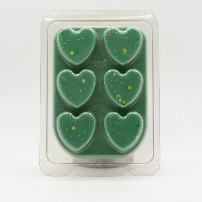 Green heart wax melts and green sparkle glitter