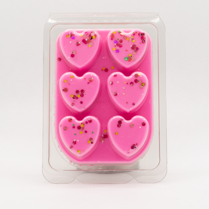 Pink Biodegradable Glitter bright pink heart wax melt. 