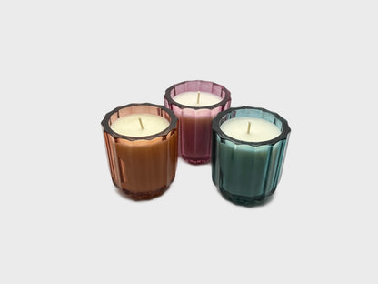 Perfect festive candle gift set, soy, vegan and cruelty free. Blue, Pink and Peach candles, beautiful bold colours. 