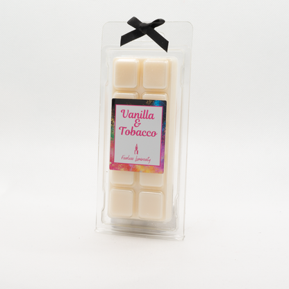 Cream white and tobacco wax melts with black bow