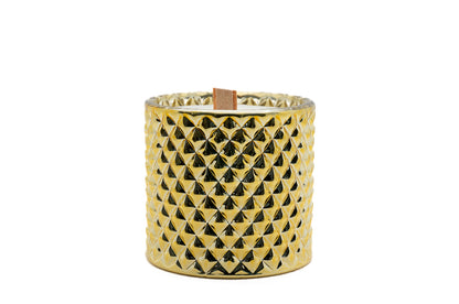 Gold candle, bold and beautiful with wooden wick candle, soy, vegan, cruelty free